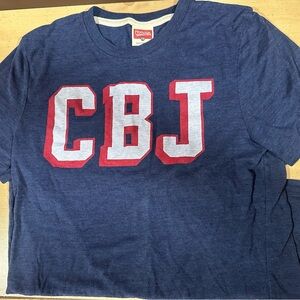 HOMAGE Navy Blue Tee with White and Red CBJ Graphic
